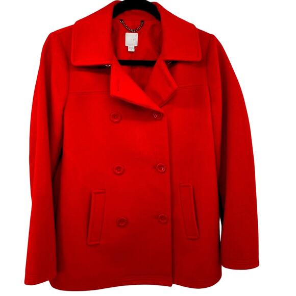 J Jill Red Wool Blend Beautiful Pea Coat Size XS - Picture 2 of 7